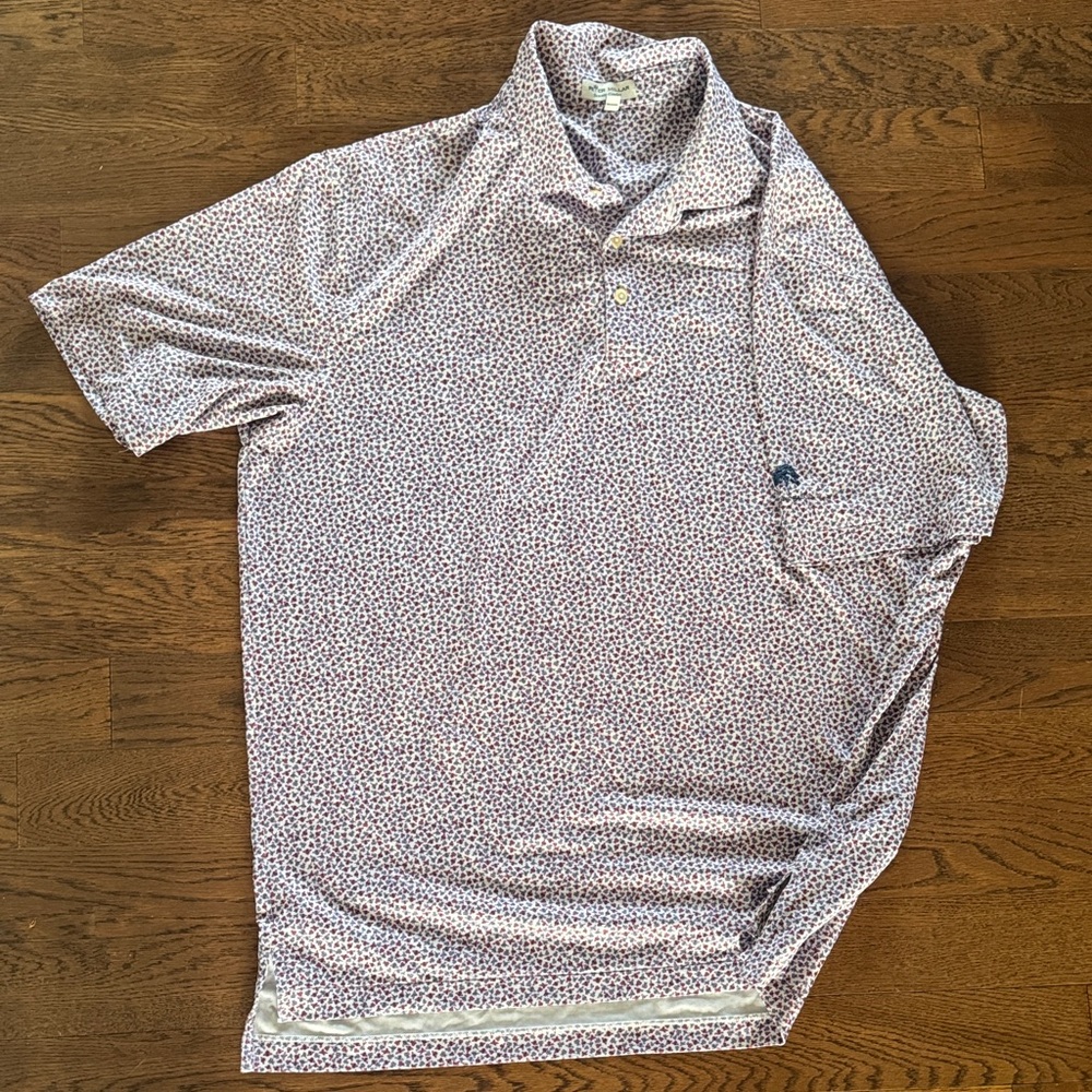 Peter Millar Red and White Patterned Polo Shirt